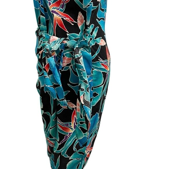 Hilo Hattie Hawaiian Faux Wrap Sun Dress Birds of Paradise Leaf Floral size XS - Picture 4 of 7